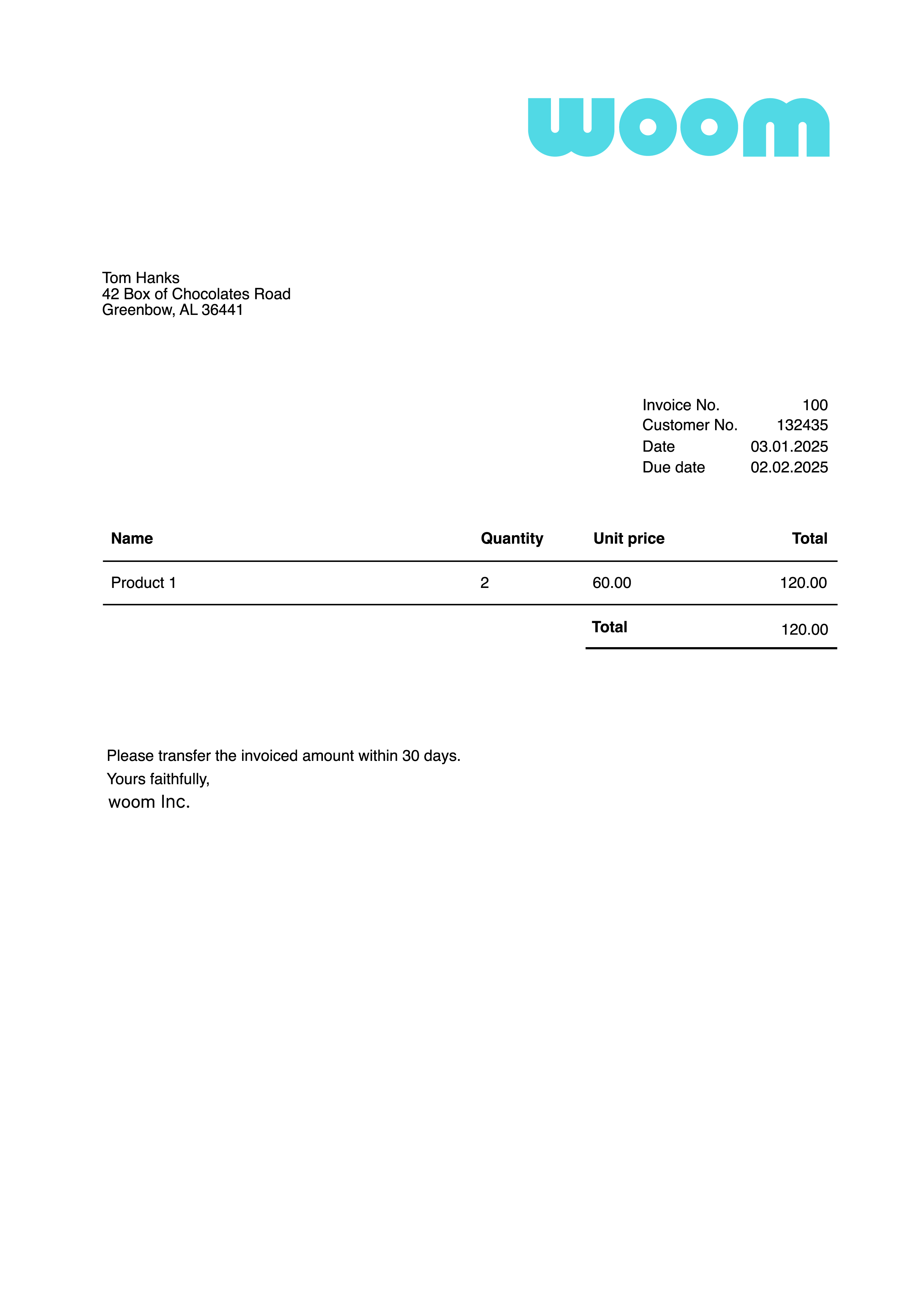 Invoice document