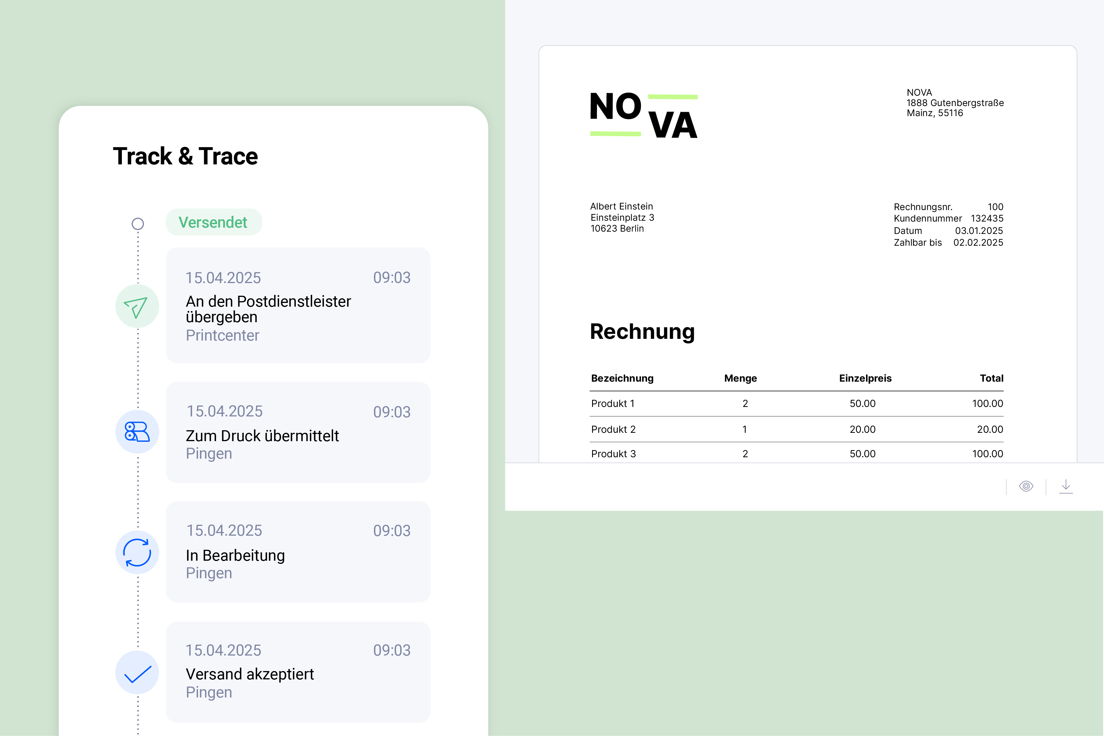 Pingen WebApp zeigt den Echtzeit-Status der Sendungsverfolgung