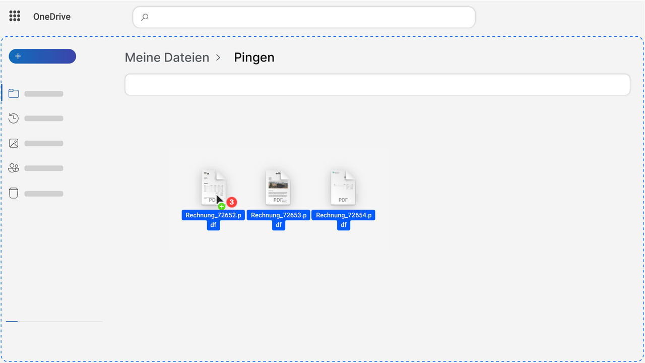Dokumente per Drag-and-Drop in den Pingen-Ordner in Microsoft OneDrive verschieben