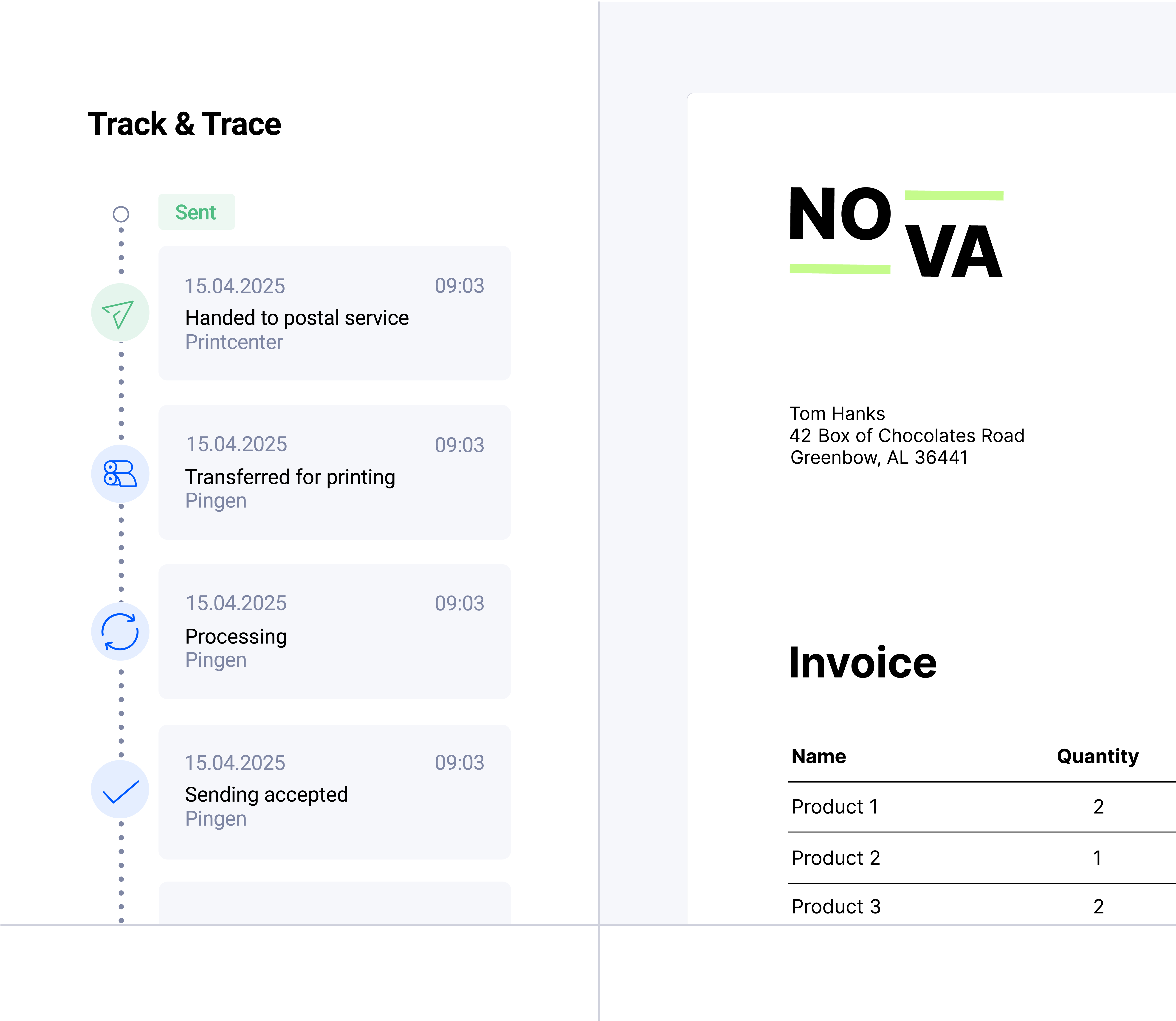 Real-time tracking status in Pingen app
